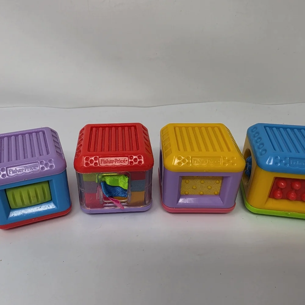 Fisher Price Sensory Blocks Avacado Blocks with balls and Sensory Toys Lot of 7